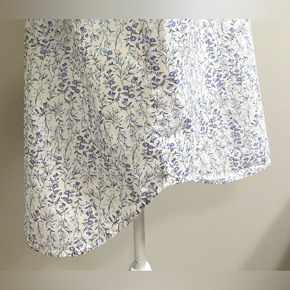 Old Navy Womens XXL Blue White Floral Button-Down Top Boho Cottagecore Classic - Picture 8 of 15